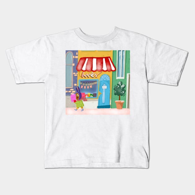 Bookstore Kids T-Shirt by Mooseberry1